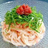 大葉が爽やか☆梅とたらこの冷やしうどん